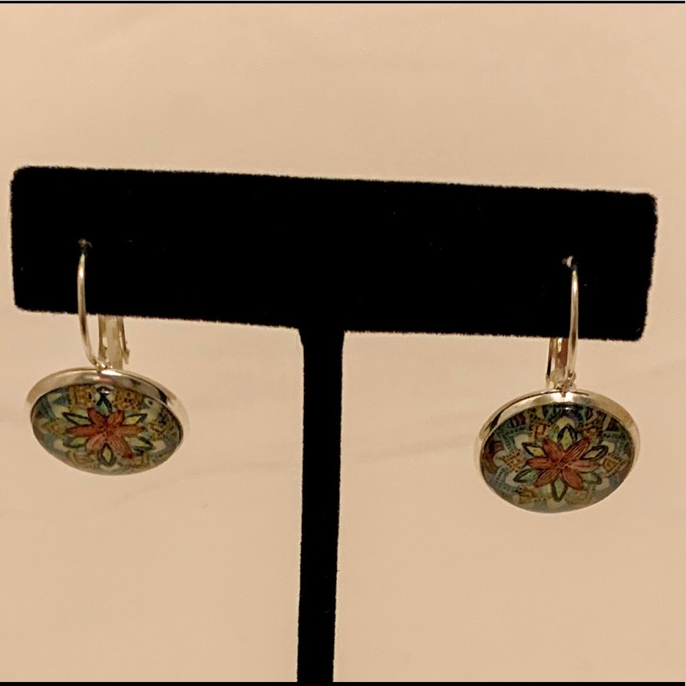 Multicolor Flower Circle Earrings